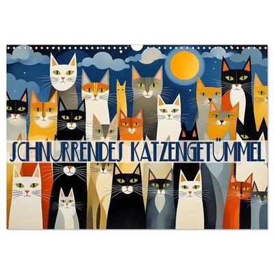 Schnurrendes Katzengetümmel (Wandkalender 2026 DIN A3 quer), CALVENDO Monatskalender
