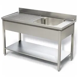 Ristoattrezzature Edelstahlspüle 100x60x85h cm 1 Becken mit linker Abtropffläche Ablage und Spritzschutz EC