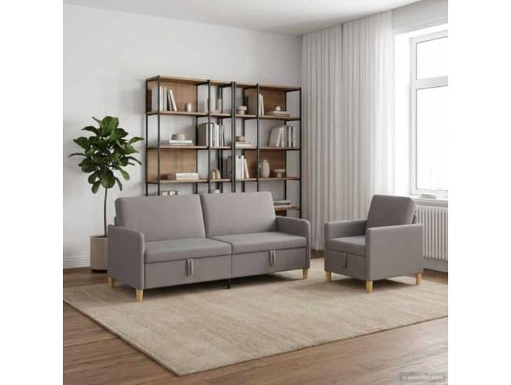 KTHLBRH Sofa-Set mit Stauraum, 2 Stück, Taupe, Polyester Sitzerhöhung, Metallgestell, abnehmbare Bezüge, 4-Sitzer, Verwendung im Innenbereich
