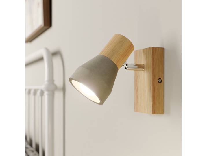 Filiz Wandleuchte Wood/Concrete - Lindby - Schlafzimmer - Skandinavisch - Beton - Einflammig