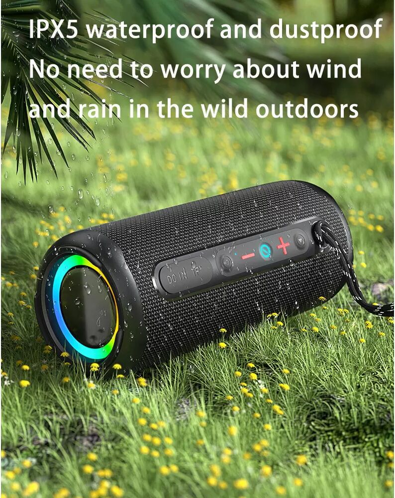INF Haut-parleur Bluetooth sans fil avec lumière RVB noire