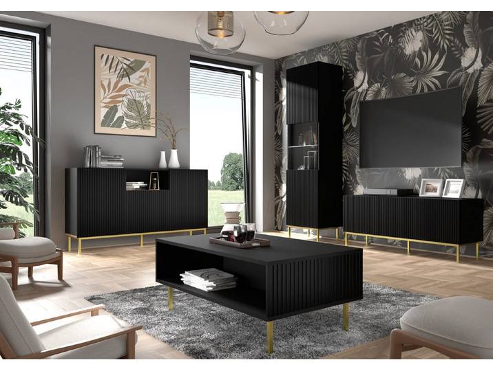Raumhirsch Furniture Lowboard TV Schrank, RTV Möbel, Wohnmöbel mit Stauraum (Maße 149,7 x 41,8 x 57,8 (H) cm, Push to Open System), Gefräste Fronten, Metallfüße, Stabile Konstruktion
