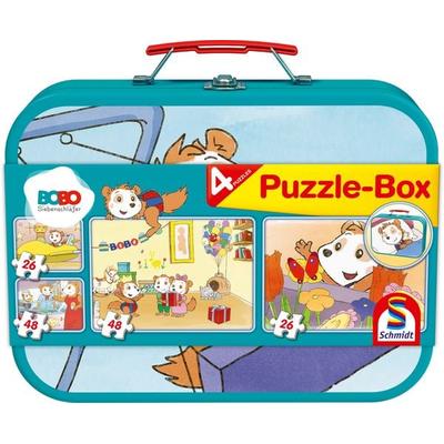 Bobo Siebenschläfer, Puzzle-Box, 2x26, 2x48 Teile im Metallkoffer