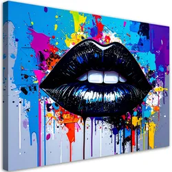 LEINWANDBILD Schwarze Lippen einer Frau Abstrakt 90x60cm