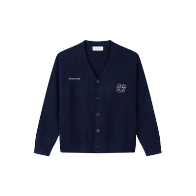 Cardigan ANOTHER COTTON LAB "Another Cotton Lab Another Knit Cardigan", Herren, Gr. M, blau (navy blau), 100% Baumwolle, normal, V-Ausschnitt, Strickjacken