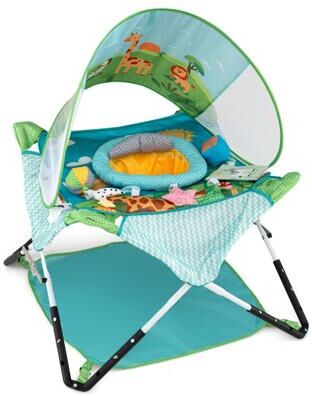 Costway Foldable Portable Baby Jumper Indoor/Outdoor Infant Activity Center with Interactive Toys-Blue
