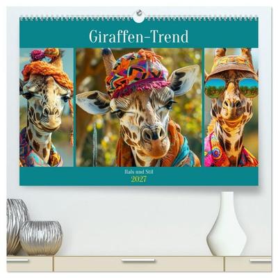 Giraffen-Trend. Hals und Stil (hochwertiger Premium Wandkalender 2027 DIN A2 quer), Kunstdruck in Hochglanz