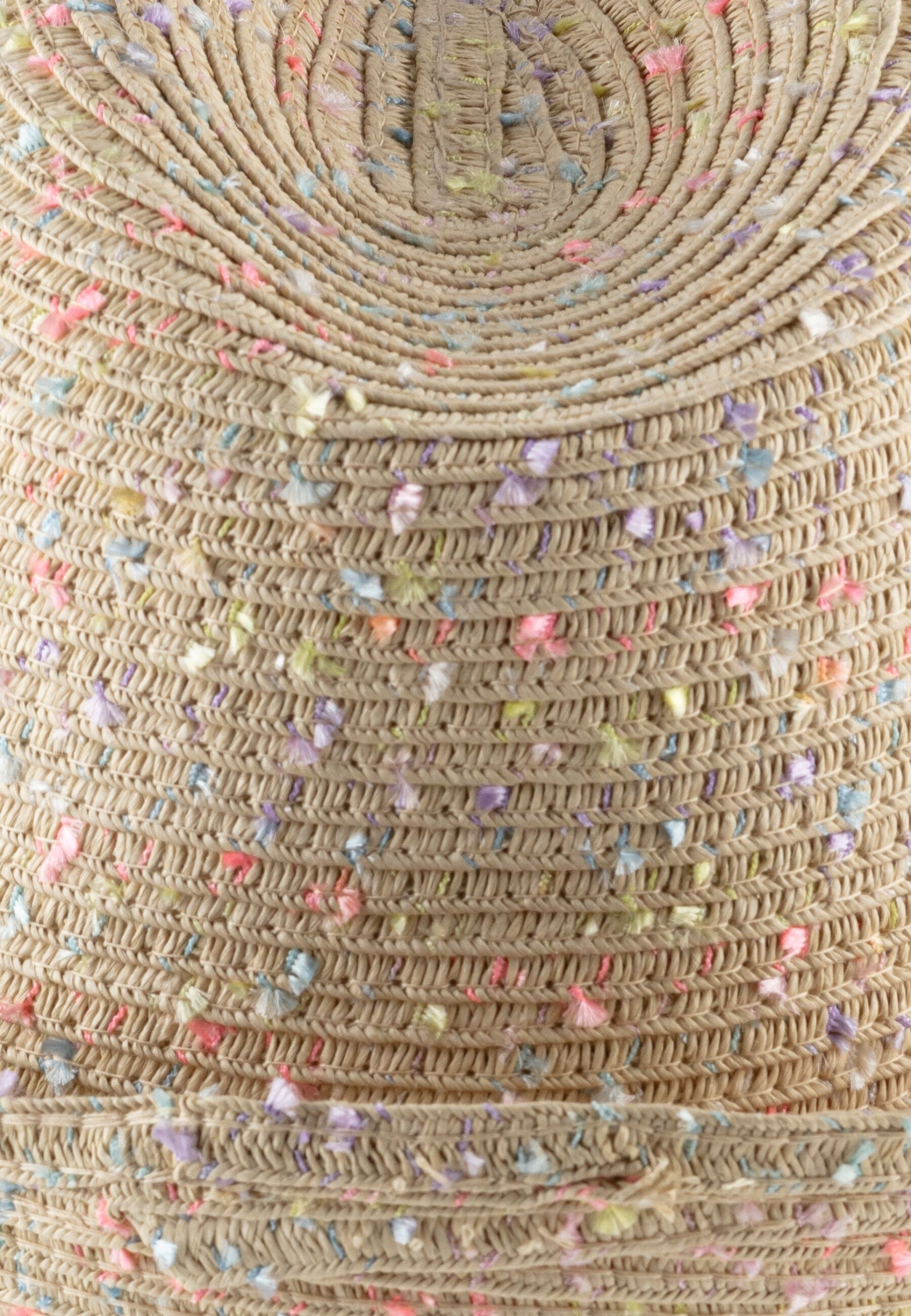 Schirmmütze STERNTALER "Strohhut bunt", Mädchen, Gr. 47, beige (sand), Obermaterial: 100% Papier PAP., Mützen Schirmmütze