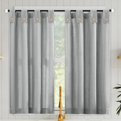 Archaeo Cotton Blend Button Tab Top Cafe Curtain Pair