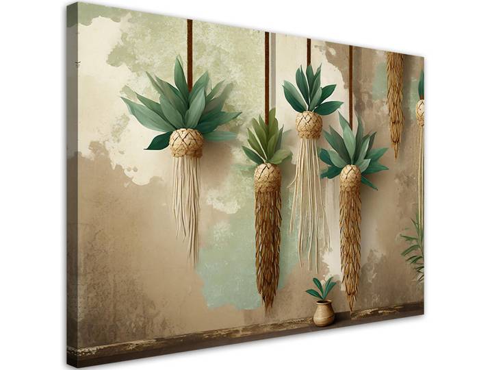 Feeby Leinwandbild Hängende Boho-Pflanzen 100x70cm, Grün, Abstrakt, Rechteckig, 100x70 cm, Bilder & Rahmen, Bilder, Leinwandbilder