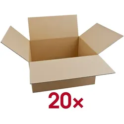Nestler 20er-Pack Wellpapp-Faltkarton 1-wellig 49 x 43 x 26,7 cm braun, 49x26.7x43 cm