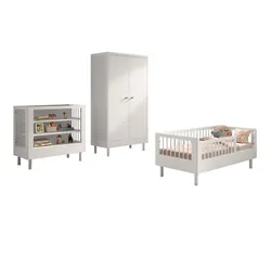 JUNIORBETT SET 70x140 Keeley Buche Weiß Holz Regal Komfort Stabil