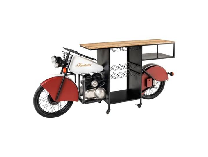 Bartisch EASY RIDER 230cm - schwarz weiß - Mangoholz - Unikat regal Massiv, Handgefertigt, individuelle Maserung, stabile Konstruktion, angenehme Haptik, Design-Highlight, robust, Eisengestell