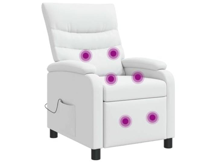 Massage Relaxsessel Weiß Kunstleder, Verstellbare Rückenlehne 115°-160° Metall- und Holzwerkstoffrahmen, Schaum- und Faserfüllung, pflegeleicht, feuchtes Tuch, Lesen, Fernsehen, Nickerchen