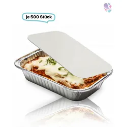 SET: Alu-Schale + Deckel, Menüschale, 940ml, ungeteilt, rechteckig, 500 Stk, 21,8 x 11,3 x 5,4 cm