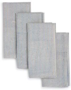 Veritas Striped Napkins by Sustainable Threads - 100% Cotton, Hand block printed, Fairtrade - 18x18 inch (Set of 4)