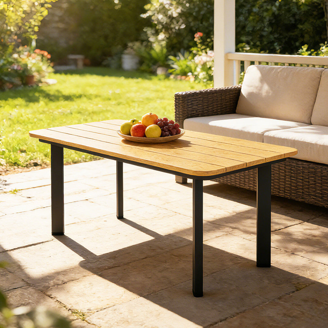 17 Stories Outsunny Outdoor Coffee Table Rectangle Garden Table 90 x 49 x 40 cm Brown Brown