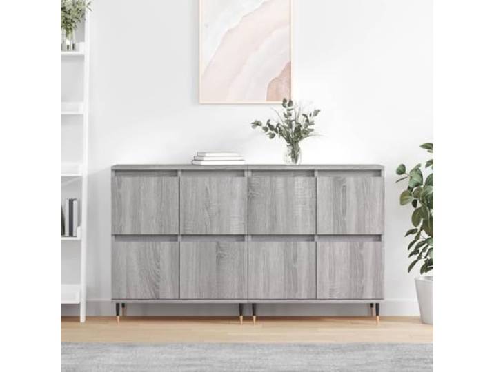 HEFZGDB Klassische Sideboards mit Stauraum und Zeitlose Sideboards für Zuhause: 2 STK. Grau Sonoma Holzwerkstoff mit glatter Oberfläche für Wohnraumgestaltung und Aufbewahrung,