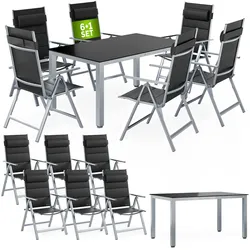 CASARIA® Gartenmöbel Set Gartentisch 6 Stühle Silber