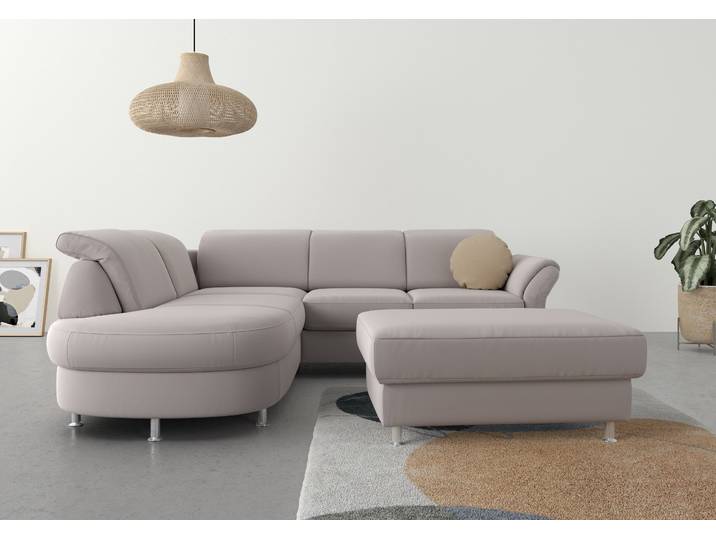 Ecksofa, Webstoff & Samtoptik, Beige 250×212 cm, Federkern, Sit&More