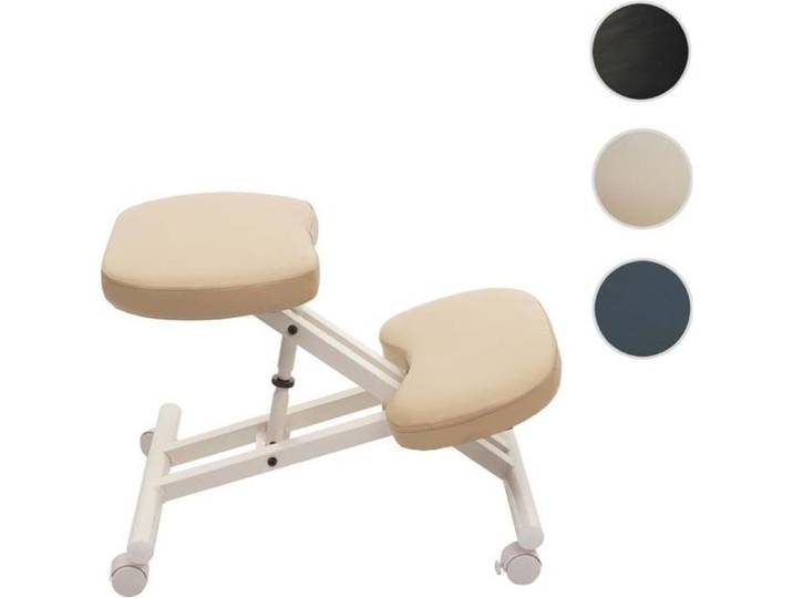 Siège assis à genoux - HWC - E10 - Réglable en hauteur - Similicuir - Crème-beige