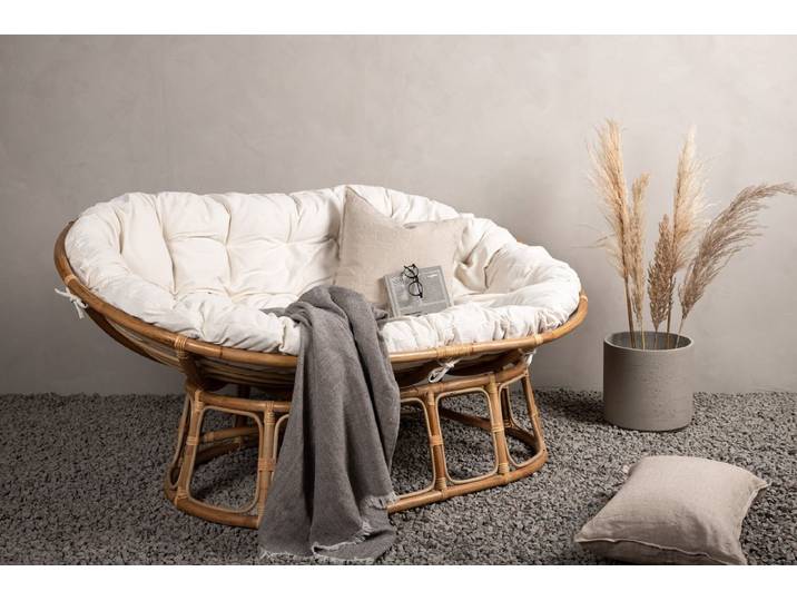 Loungesessel Caroline – aus Rattan inklusive weißem Kissen - Natur - Luxusbetten24