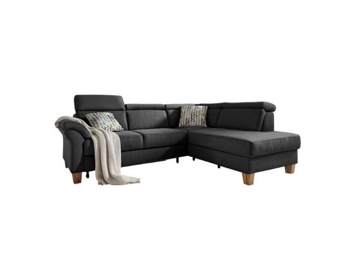 Sit&amp;More Arngast Ecksofa mit optionalem Funktionspaket - Microfaser Toro 95 anthrazit - ohne Funktion - rechts ohne Funktion, manuelle Kopfteilverstellung, Schlaffunktion Modern