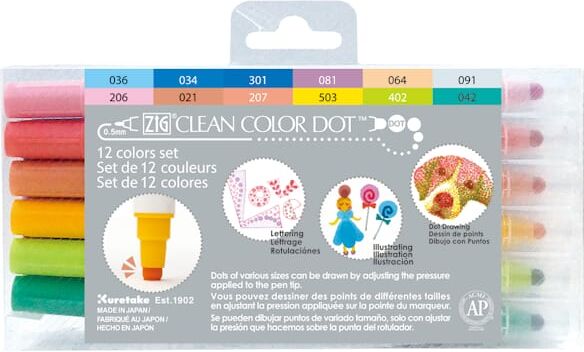 ZIG Clean Color DOT 12 color set