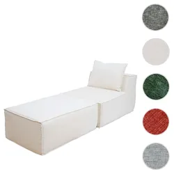 Chaiselongue/Zubehör für Sofa HWC-O54, Sessel Ottomane Recamiere, Stoff/Textil (300g/m2) 63x75x194cm ~ creme