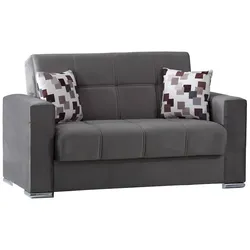 Dmora Schlafsofa Manuel, Lineares 2-Sitzer-Container-Schlafsofa, Wohnzimmersofa aus gepolstertem Stoff mit Klick-Klack-Öffnung, 160x85h91 cm, Grau