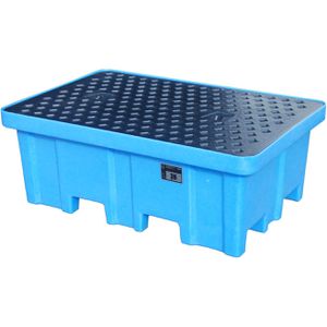 BAUER Auffangwanne WPA-PE 2/2, aus Polyethylen, 122,5 x 82cm, Polyethylen-Gitterrost, unterfahrbar, 220 Liter