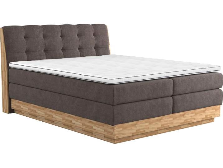 Boxspringbett, Polyester, Braun (Mud), 161×217 cm, Inklusive Topper, Modern, Home Affaire
