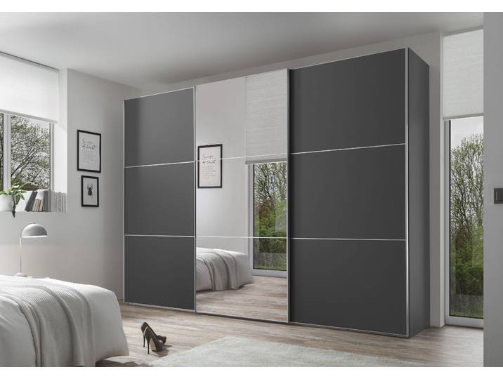 Schwebetürenschrank, Holzwerkstoff, Dekor Vulkan, 280×222×68 cm, Mit Spiegeltüren, Modern, Staud