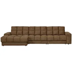 Ecksofa Chaiselongue Date aus Struktursamt, klassisch, brass braun, links, hochwertig gepolstert