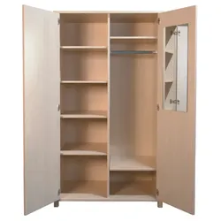 Stollen-Kleiderschrank, li.4 EB, re.Garderobe, Spiegel
