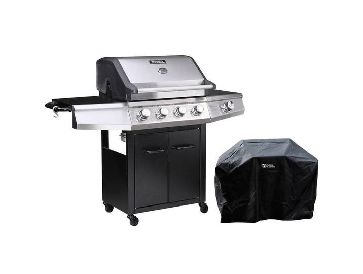 Habitat Garten Gasgrill bingo 5 Schwarz, Grau, Metall, 57x115x143 cm, Grills, Gasgriller