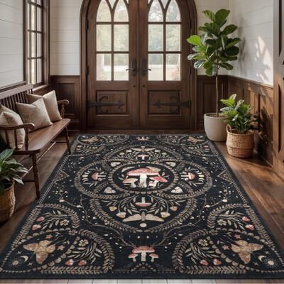 Garvee Mushroom Botanical Area Rugs for Living Room Bedroom