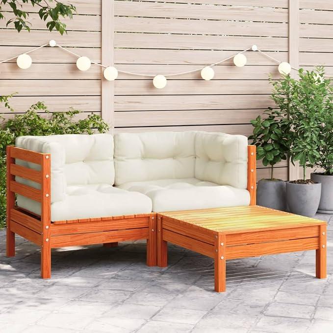 Gartensofa mit Kissen und Fußstütze, 2-Sitzer, Sofas für den Außenbereich, Sofa, Sofa, Gartensofa, Wohnzimmer, Terrasse, Außenbereich, Möbel