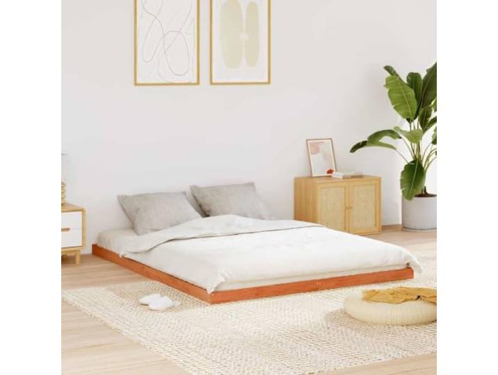YNGBHFNOP Massives Kiefernholz Lattenrost Modernes Design 150x200 cm Braun Massivholzbett Kiefer 150x200 cm Wachsbraun Lattenrost Stabiles Bettgestell Modernes Design Schlafzimmer Bett