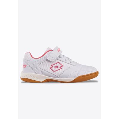 Hallenschuh LOTTO, Kinder, Gr. 39, atmungsaktiv, weiß (weiß, fr.pink), Synthetik, Schuhe Hallenschuh, Indoor Sportschuhe