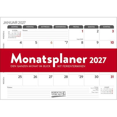 Monatsplaner 2027