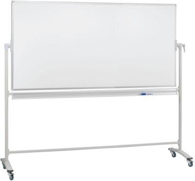 Mobile Drehtafel Franken, Querformat, 360° schwenkbar, mit Stativ, B 2000 x H 1000 mm, emailliert weiß