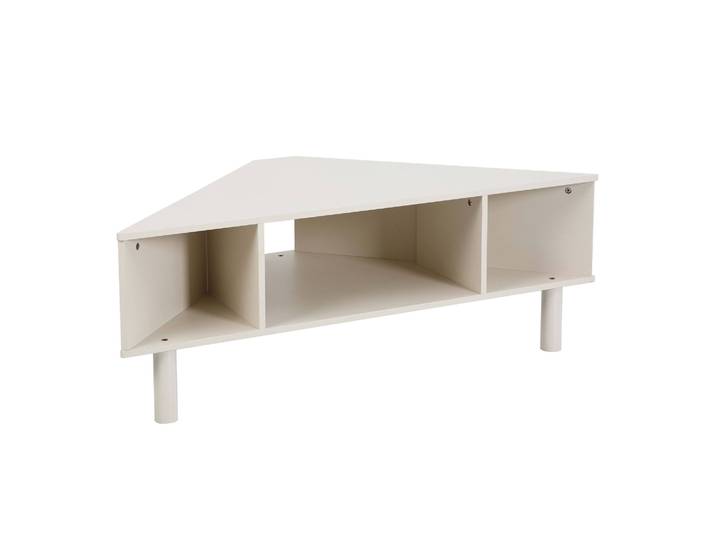 Meuble Tv D'Angle Effet Bois 120x55 Cm Style Scandinave Crème