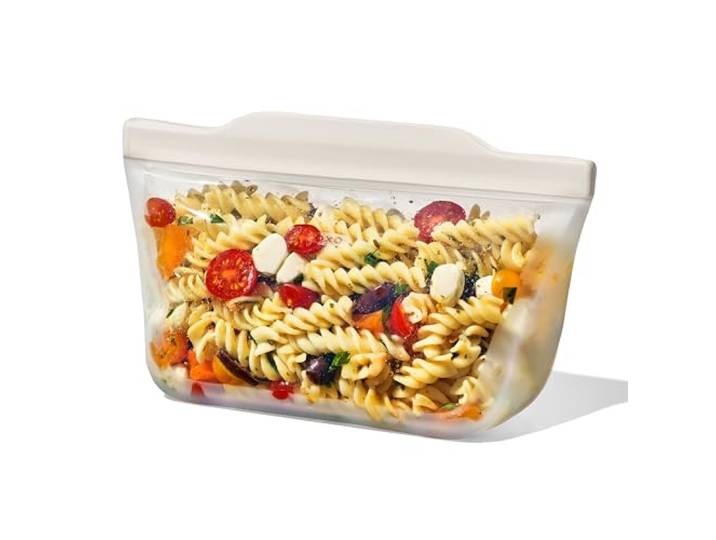 OXO Good Grips Wiederverwendbarer Silikon-Standbeutel, 946 mL, Haferfarben