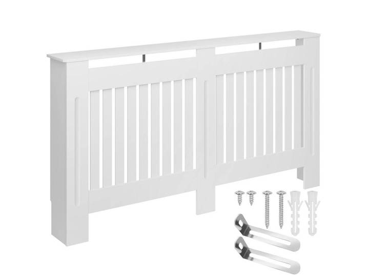 tectake Heizkörperabdeckung Vila, optimale Luftzirkulation, weiß, Weiß, Holz, 152x82x19 cm, Wohnzimmer, Wohnzimmertische, Konsolentische