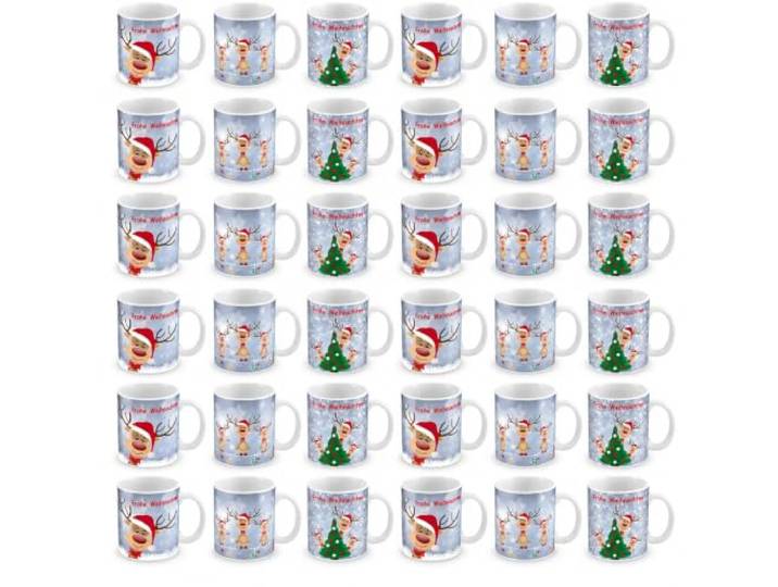 Annastore 36 x Glühweinbecher - Weihnachtstassen Größe 36 x Tassen Glühweintasse Weihnachtsbecher Weihnachtsgeschirr aus Keramik spülmaschinengeeignet