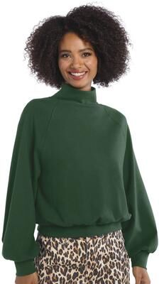 Masseys Uptown Cropped Mock Neck Top (Women's) Casual in Mountain View, Size 2X, Cotton/Elastine