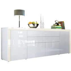 SIDEBOARD La Paz Weiß Hochglanz / Creme Hochglanz