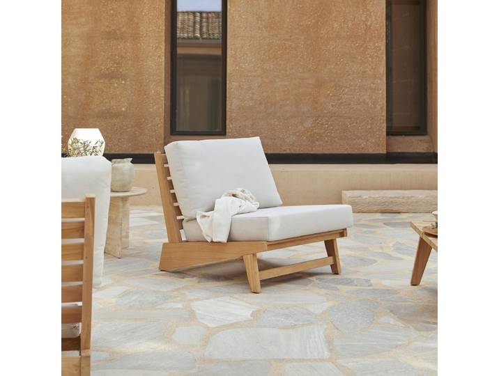 Outdoor Sessel Olia aus massivem Teakholz - Weiß