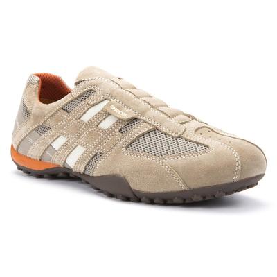 Slip-On Sneaker GEOX "U SNAKE", Herren, Gr. 43, beige (beige, orange), Textil, Veloursleder, Schuhe, Freizeitschuh, Slipper mit Geox Spezial Membran